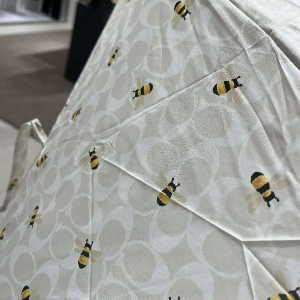 Coach Outlet Umbrella In Signature Bee Print - Picture 8 of 10